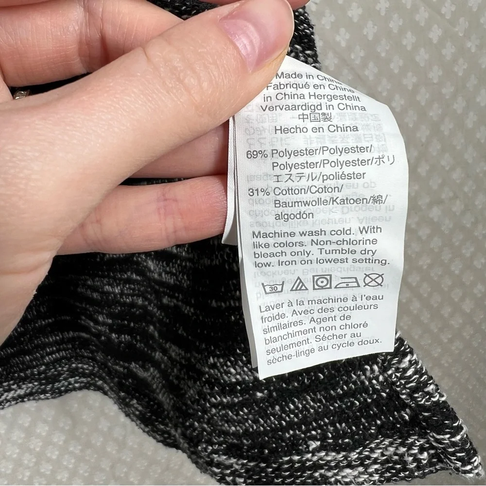 Madewell Black Marbled Button Shoulder Wide Sleeve‎ Sweater
